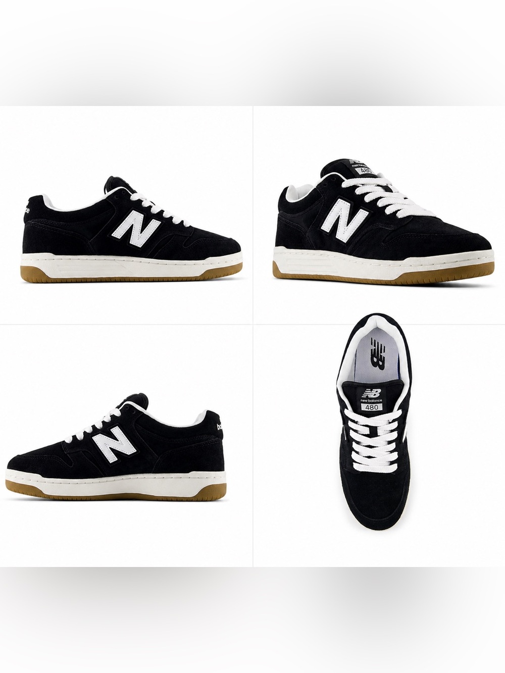 New Balance 480 Black White Gum Court Sneakers Like New in Box Men’s 8.